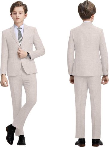 Boys Formal Suits for Kids 5 Piece Slim Fit Summer Beach Wedding Outfit Light Weight Prom Tuxedo Suit Set in Kuwait
