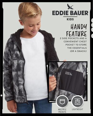 سترة Eddie Bauer الصوفية للأطفال - سترة بغطاء للرأس مبطنة بالصوف الناعم من صوف الشيربا للأولاد والبنات - هوديس مريحة بسحاب كامل (5-20) in Saudi Arabia