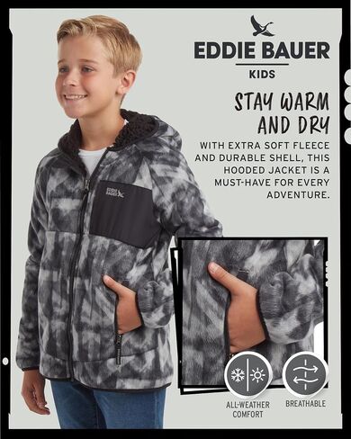 سترة Eddie Bauer الصوفية للأطفال - سترة بغطاء للرأس مبطنة بالصوف الناعم من صوف الشيربا للأولاد والبنات - هوديس مريحة بسحاب كامل (5-20) in Saudi Arabia