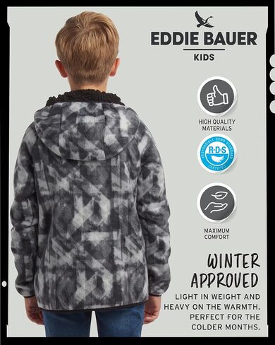 سترة Eddie Bauer الصوفية للأطفال - سترة بغطاء للرأس مبطنة بالصوف الناعم من صوف الشيربا للأولاد والبنات - هوديس مريحة بسحاب كامل (5-20) in Saudi Arabia
