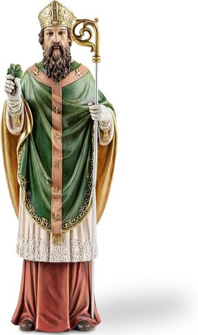 14" H Renaissance Saint Patrick Statue Painted in Full Color,Resin Devout Gift,Prayerful Inspiration St.Patrick Figurine,Greenish Catholic Holy Statue for Shrine,Home Decor and Church in Saudi Arabia