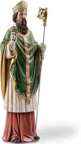 14" H Renaissance Saint Patrick Statue Painted in Full Color,Resin Devout Gift,Prayerful Inspiration St.Patrick Figurine,Greenish Catholic Holy Statue for Shrine,Home Decor and Church in Saudi Arabia