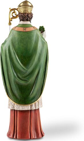 14" H Renaissance Saint Patrick Statue Painted in Full Color,Resin Devout Gift,Prayerful Inspiration St.Patrick Figurine,Greenish Catholic Holy Statue for Shrine,Home Decor and Church in Saudi Arabia