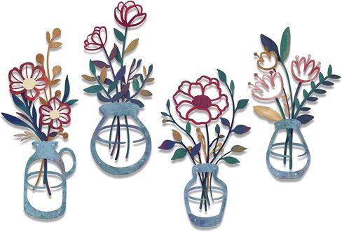 4 قطع مزهرية معدنية جدار الفن الأسود المعادن الزهور جدار ديكور الحد الأدنى الأزهار الجدار شنقا ديكور الزهور المعدنية جدار الفنون منحوتات الجدار المعدنية معلقة لغرفة المعيشة الحمام المطبخ in Kuwait