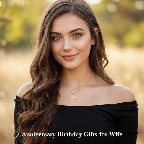 Moissanite Cross Necklace for Women Sterling Silver Gold Plating Necklaces for Wife Christian Cross Pendant Religious Anniversary Jewelry for Her Birthday Christmas Gifts for Wife Girlfriend in Saudi Arabia