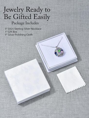 TOUPOP s925 Sterling Silver Family Celtic Tree of Life Pendant Necklaces with 2 Heart Birthstone with Blue Austrian Crystal Jewelry Birthday Anniversary Christmas Gifts for Her Wife Girlfriend Mom (18K Real White Gold Filled) in Saudi Arabia
