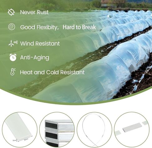 120 قطعة من حلقات الدفيئة الزراعية، أطواق حديقة Sunwuk لسرير مرتفع بعرض 1-3.5 قدم، 30 مجموعة من إطار أطواق دعم من الألياف الزجاجية القابلة للانحناء بطول 5.6 قدم، دفيئة صغيرة مسطحة لتغطية الصف (مقاس صغير) in Kuwait