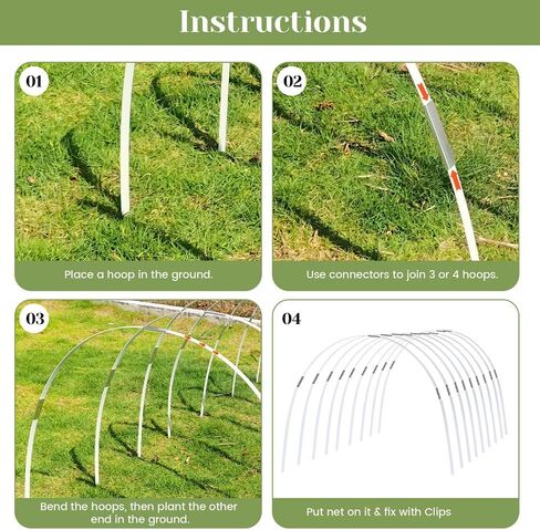 120 قطعة من حلقات الدفيئة الزراعية، أطواق حديقة Sunwuk لسرير مرتفع بعرض 1-3.5 قدم، 30 مجموعة من إطار أطواق دعم من الألياف الزجاجية القابلة للانحناء بطول 5.6 قدم، دفيئة صغيرة مسطحة لتغطية الصف (مقاس صغير) in Kuwait