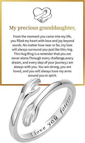Hope Rings Hug Ring for Granddaughter Hug Ring to My Granddaughter Non Tarnish Adjustable Inspirational Always With You I Love You Forever Message Jewelry Gift in Saudi Arabia