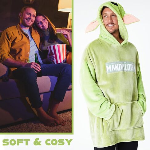 The Mandalorian Oversized Hoodie, Comfy & Warm Star Wars Hoodies for Women and Men, Soft Baby Yoda Blanket Hoodie with 3D Hood, Long Sleeves, & Pocket, Green in Saudi Arabia