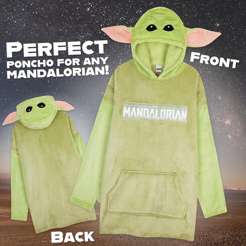 The Mandalorian Oversized Hoodie, Comfy & Warm Star Wars Hoodies for Women and Men, Soft Baby Yoda Blanket Hoodie with 3D Hood, Long Sleeves, & Pocket, Green in Saudi Arabia