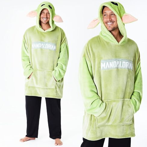 The Mandalorian Oversized Hoodie, Comfy & Warm Star Wars Hoodies for Women and Men, Soft Baby Yoda Blanket Hoodie with 3D Hood, Long Sleeves, & Pocket, Green in Saudi Arabia
