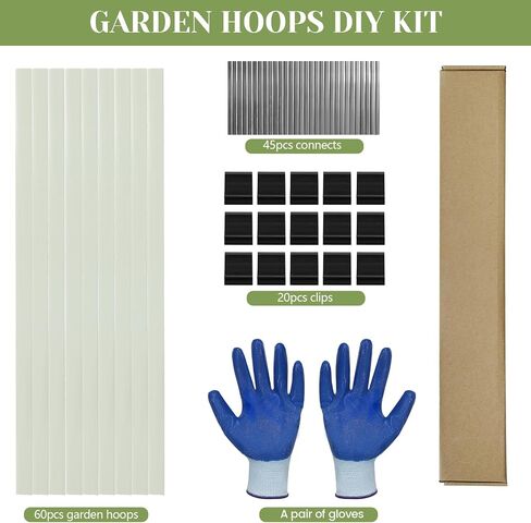 Greenhouse Hoops 120pcs, Sunwuk Garden Hoops for 1-3.5ft Wide Raised Bed, 30 Sets of 5.6ft Long Super Bendable Fiberglass Support Hoops Frame, Mini Greenhouse Flat for Row Cover (S Size) in Kuwait