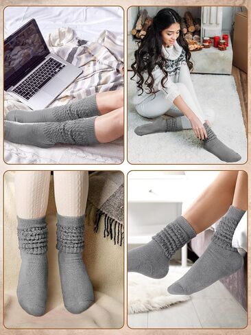 جوارب Slouch Socks Slouchy Socks Pack جوارب عالية الركبة جوارب 80s 90s جوارب قطنية مكدسة جوارب طويلة (أبيض، 12-13.5،1-4) in Kuwait