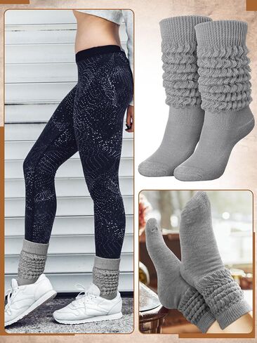 جوارب Slouch Socks Slouchy Socks Pack جوارب عالية الركبة جوارب 80s 90s جوارب قطنية مكدسة جوارب طويلة (أبيض، 12-13.5،1-4) in Kuwait