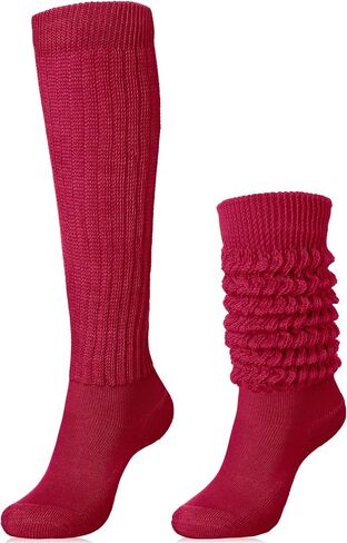 جوارب Slouch Socks Slouchy Socks Pack جوارب عالية الركبة جوارب 80s 90s جوارب قطنية مكدسة جوارب طويلة (أبيض، 12-13.5،1-4) in Kuwait