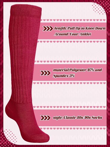 جوارب Slouch Socks Slouchy Socks Pack جوارب عالية الركبة جوارب 80s 90s جوارب قطنية مكدسة جوارب طويلة (أبيض، 12-13.5،1-4) in Kuwait