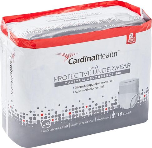 Cardinal Health™ Men's Protective Underwear, Sure Care™ Super, Maximum Absorbency, White, Small/Medium, Case of 80 in Kuwait