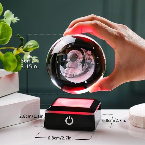 Enjinkail 3D Crystal Ball Elephant Gifts for Women Men Adults Decor for Home Snow Globe Ornament with LED Base Night Light, Laser Etched Glass Elephant Figurines Friendship Gifts for Her Mom Friend in Kuwait
