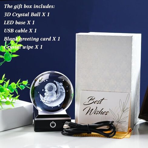 Enjinkail 3D Crystal Ball Elephant Gifts for Women Men Adults Decor for Home Snow Globe Ornament with LED Base Night Light, Laser Etched Glass Elephant Figurines Friendship Gifts for Her Mom Friend in Kuwait