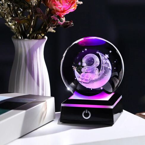Enjinkail 3D Crystal Ball Elephant Gifts for Women Men Adults Decor for Home Snow Globe Ornament with LED Base Night Light, Laser Etched Glass Elephant Figurines Friendship Gifts for Her Mom Friend in Kuwait