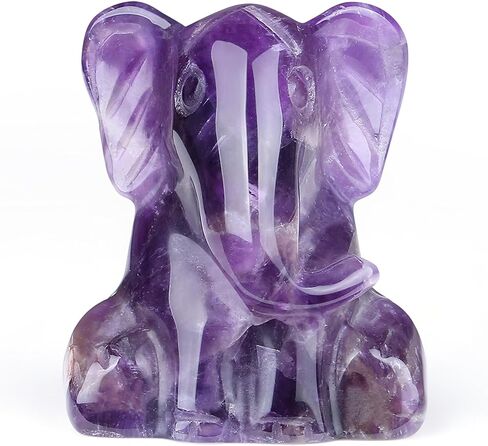 YATOJUZI 2" Amethyst Elephant Decor Statue Purple Elephant Gifts for Women Hand Carved Crystal Decor Figurines Crystals Animal Statue Figurine Purple Room Office Desk Home Decor Spiritual Gifts in Kuwait