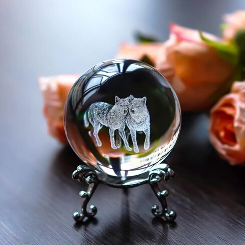 60mm Laser Engraved Panda Crystal Ball with Stand Glass Collectible Figurine Home Decor Perfect Panda Gift for Women in Saudi Arabia