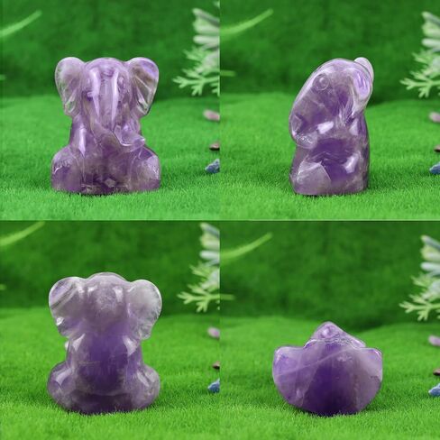YATOJUZI 2" Amethyst Elephant Decor Statue Purple Elephant Gifts for Women Hand Carved Crystal Decor Figurines Crystals Animal Statue Figurine Purple Room Office Desk Home Decor Spiritual Gifts in Kuwait