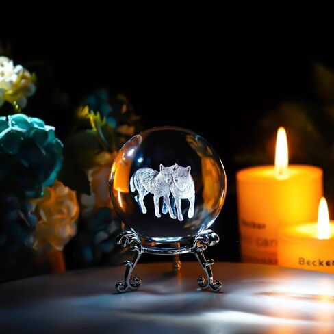 60mm Laser Engraved Panda Crystal Ball with Stand Glass Collectible Figurine Home Decor Perfect Panda Gift for Women in Saudi Arabia