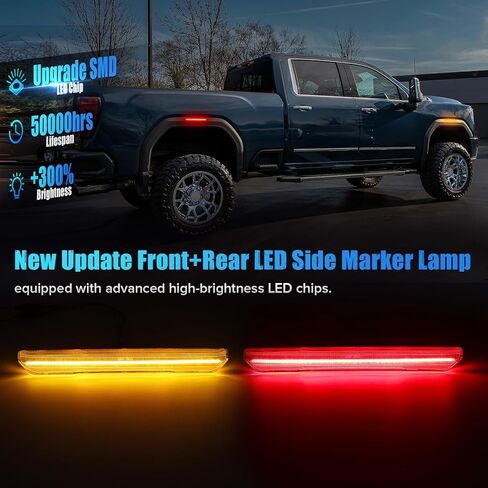 Smoke Lens LED Side Marker Lights Compatible with 2020-2024 Sierra 2500HD 3500HD Front Rear Bumper Marker Lamps Pack of 4 in Kuwait