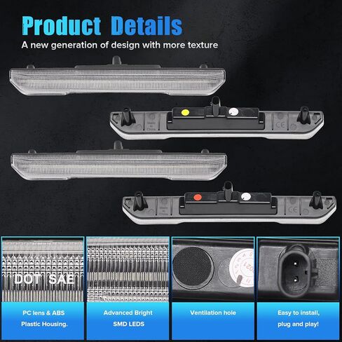 Smoke Lens LED Side Marker Lights Compatible with 2020-2024 Sierra 2500HD 3500HD Front Rear Bumper Marker Lamps Pack of 4 in Kuwait