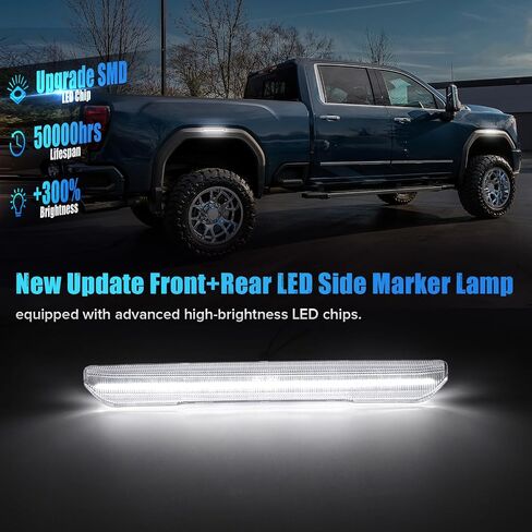 مصابيح LED للعلامات الجانبية بعدسة دخان متوافقة مع 2020-2024 Sierra 2500HD 3500HD مصابيح علامة المصد الأمامي الخلفي حزمة من 4 in Kuwait