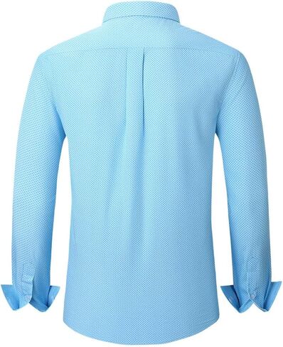 Mans Long Sleeve Button Down Shirt Wrinkle Free Dress Shirt Print Regular Fit Shirt for Man in Saudi Arabia