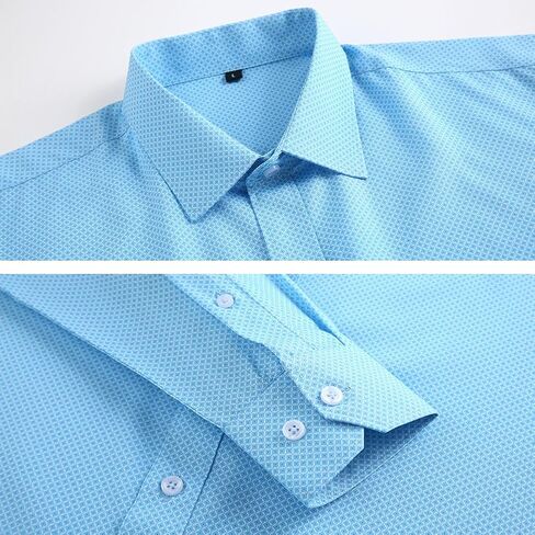 Mans Long Sleeve Button Down Shirt Wrinkle Free Dress Shirt Print Regular Fit Shirt for Man in Saudi Arabia