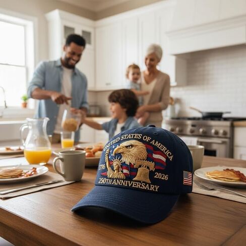 United States 250th Anniversary Hat – Eagle & Liberty: Bald Eagle Printed Patriotic Baseball Cap, Adjustable 250 Year American Anniversary Cap Blue in Saudi Arabia