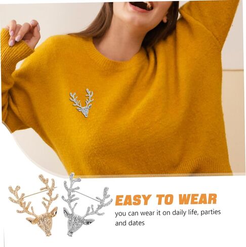 4Pcs Elk Head Brooch Pins Decorative Metal Brooches for Clothing Lightweight Scarf Buckle Accessories Unique Men and Women for Parties and Everyday Wear in Saudi Arabia