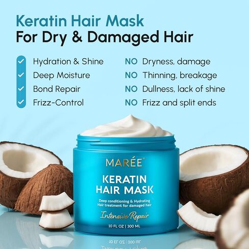 Maree Hair Mask للشعر التالف - مكيف علاج الكيراتين - قناع تكييف عميق للغاية ، ترطيب وإصلاح ، Keratina Mascarilla Para El Cabello in Kuwait