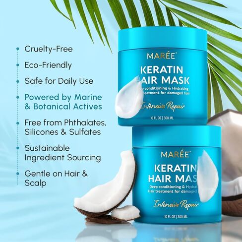 Maree Hair Mask للشعر التالف - مكيف علاج الكيراتين - قناع تكييف عميق للغاية ، ترطيب وإصلاح ، Keratina Mascarilla Para El Cabello in Kuwait