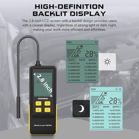 جهاز اختبار سائل الفرامل للسيارات، جهاز اختبار سائل الفرامل السريع لـ DOT3 DOT4 DOT5.1 مع خرطوم ملفوف 260 مم in Kuwait