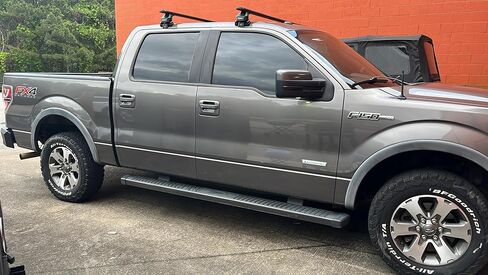 رف سقف TOROS F150 Truck Gen 12-13-14، قضبان متقاطعة من الألومنيوم، سعة 330 رطل، نوع السقف العادي، مضاد للسرقة (أسود، F150 12th 2009-14) in Kuwait