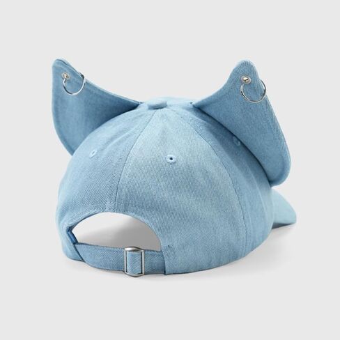 Fox Ears Hat with Metal Ring Cute Denim Baseball Cap Adjustable Ear Shape in Kuwait
