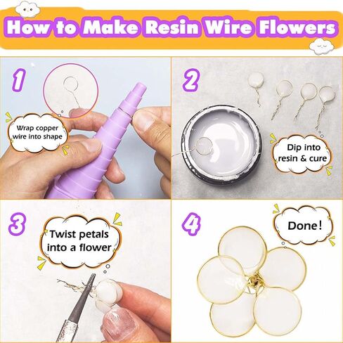 Funshowcase UV Dip Resin for Wire Flower ، DIY Wire Art Low Odor Mood Resins ، Resin-100ml ، 4mm (0.15inches) Roll Wire Copper 7m (22.9fts) ، حجم قضيب متعرج 5 مم-9 مم (0.19-0.35 بوصة) in Kuwait