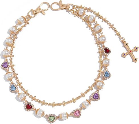 Multi-layered Rhinestone Pearl Layered Chain Belts Pants Keychains for Men Women Crystal Heart Waist Key Wallet Jeans Hip-hop Pants Cross pendant Waist Chains Jewelry in Saudi Arabia