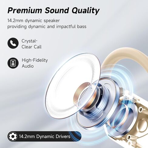 Open Ear Bluetooth 5.4 Headphones, Wireless Earbuds Sport Over Earphones Built-in Mic with Ear Hooks 50H Playtime Ear Buds LED Display Charging Case, Waterproof Design for Running Fitness, Black 1 in Kuwait