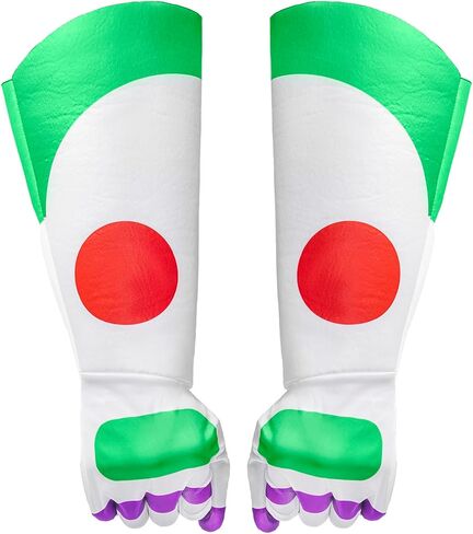Adult Cosplay Long Gloves with Anime Design White with Purple Red and Green Pattern Robot Design Gloves in Saudi Arabia