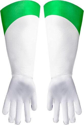 Adult Cosplay Long Gloves with Anime Design White with Purple Red and Green Pattern Robot Design Gloves in Saudi Arabia