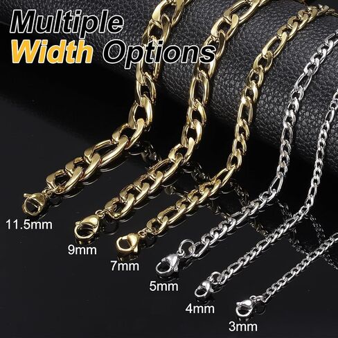 HARFINGTON Mens Chains Necklaces Length Stainless Steel Link Chain Necklace Accessories for Men Women Jewelry Gifts in Saudi Arabia