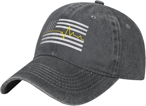 Thin Gold Line 911 Dispatcher Hat Vintage Adjustable Baseball Cap Cotton Dad Hat Trucker Hat for Women Men,Black in Saudi Arabia