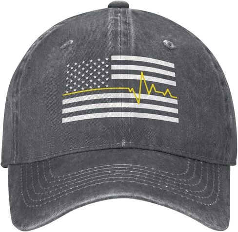 Thin Gold Line 911 Dispatcher Hat Vintage Adjustable Baseball Cap Cotton Dad Hat Trucker Hat for Women Men,Black in Saudi Arabia