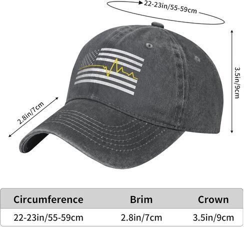 Thin Gold Line 911 Dispatcher Hat Vintage Adjustable Baseball Cap Cotton Dad Hat Trucker Hat for Women Men,Black in Saudi Arabia